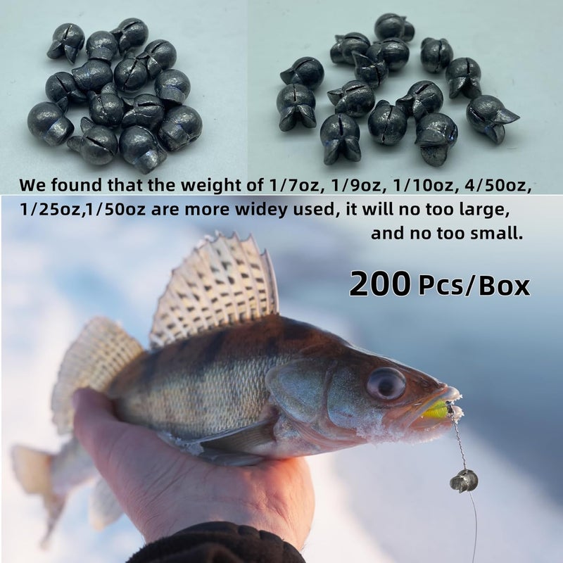 DAMIDEL 200Pcs/Box Big Size Removable Split Shot Fishing Sinkers(1/7oz,1/9oz,1/10oz,4/50oz,1/25oz,1/50oz Mixed)，Adjust Open Mouth Design Fishing Weights Clip for Freshwater Saltwater - Image 5